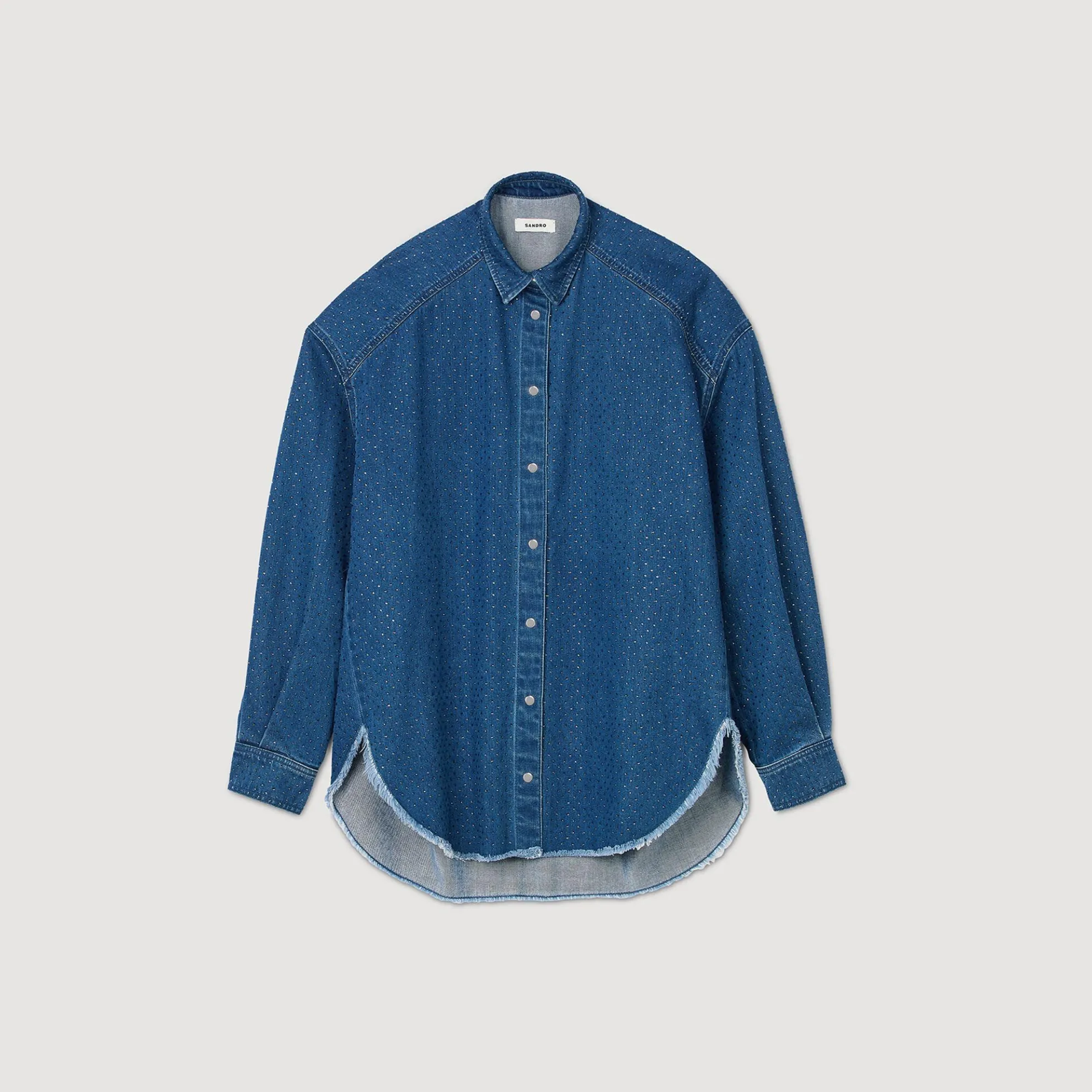 Overhemdblouse Denim Met Stras