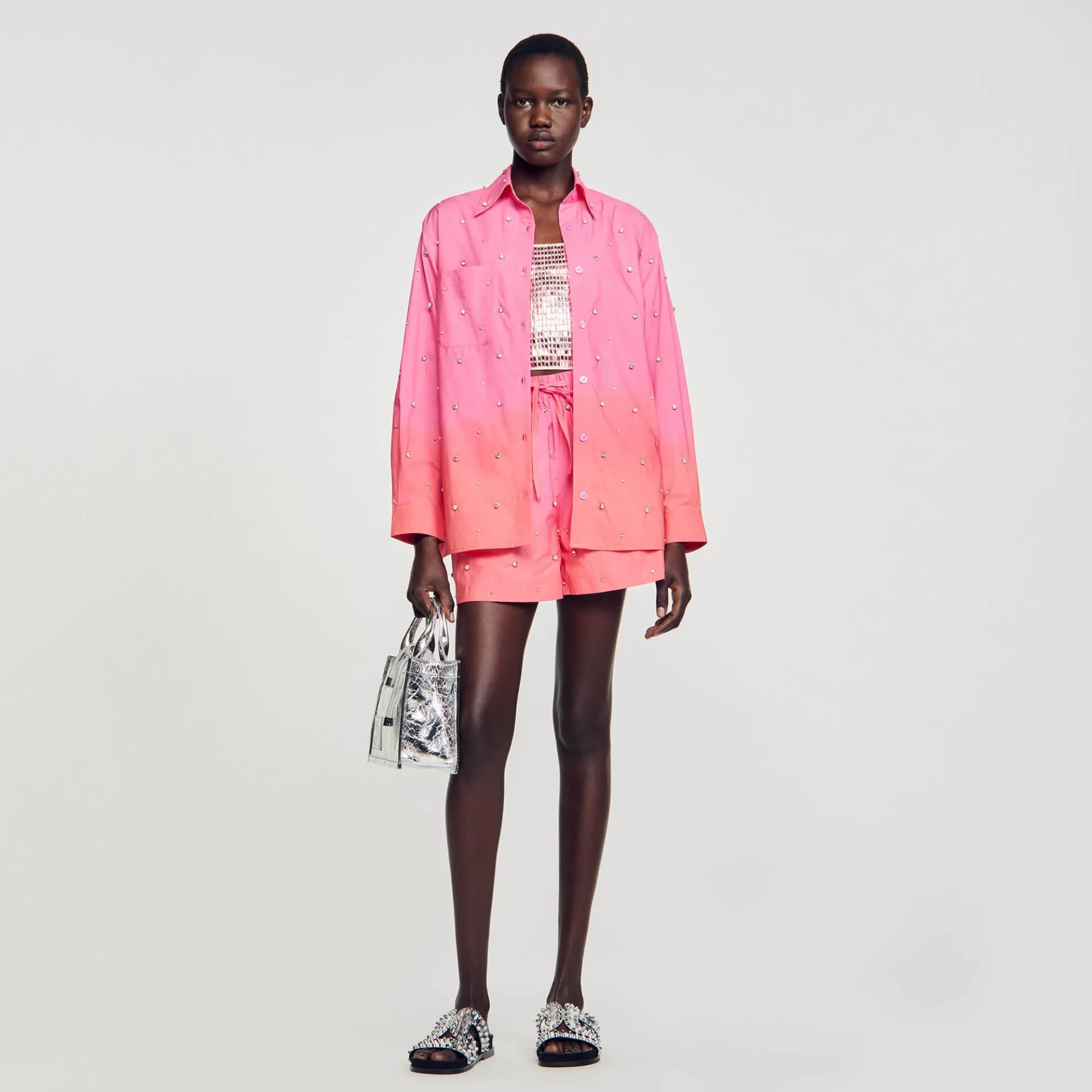 Overhemdblouse Dip Dye Met Stras