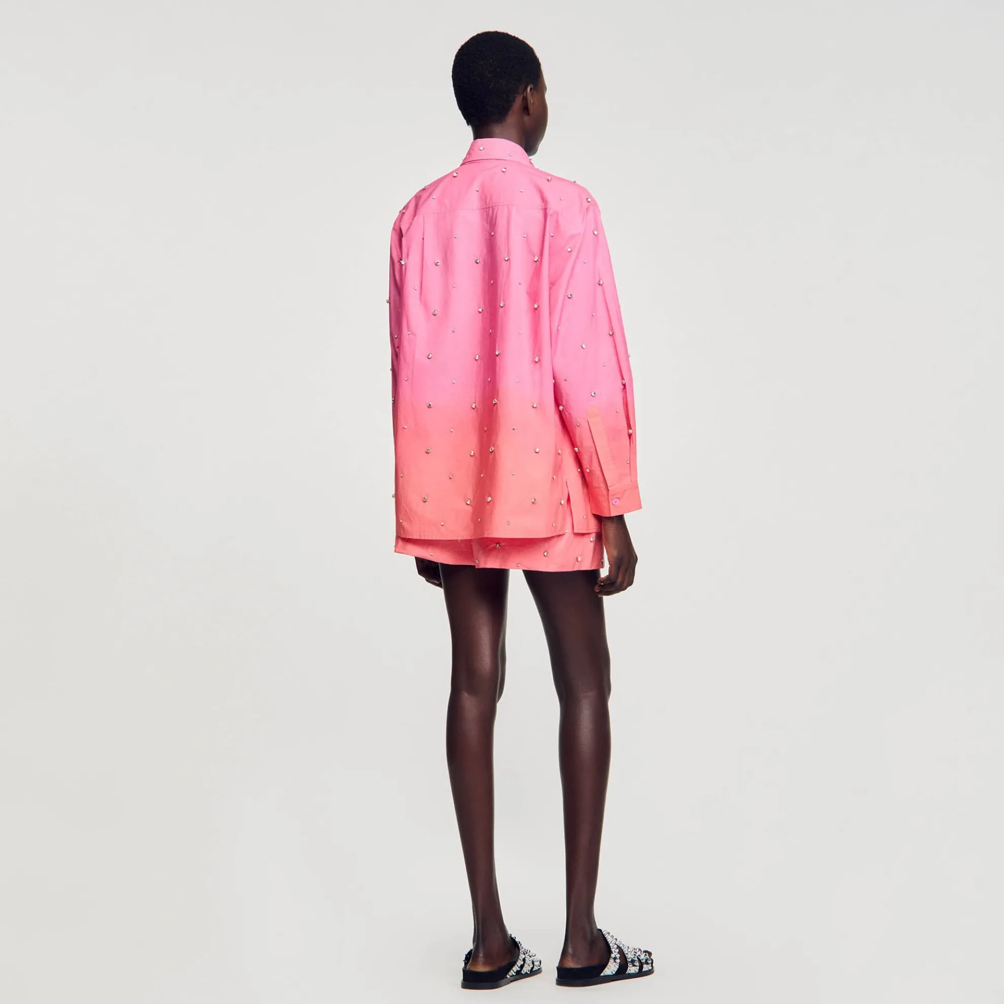 Overhemdblouse Dip Dye Met Stras