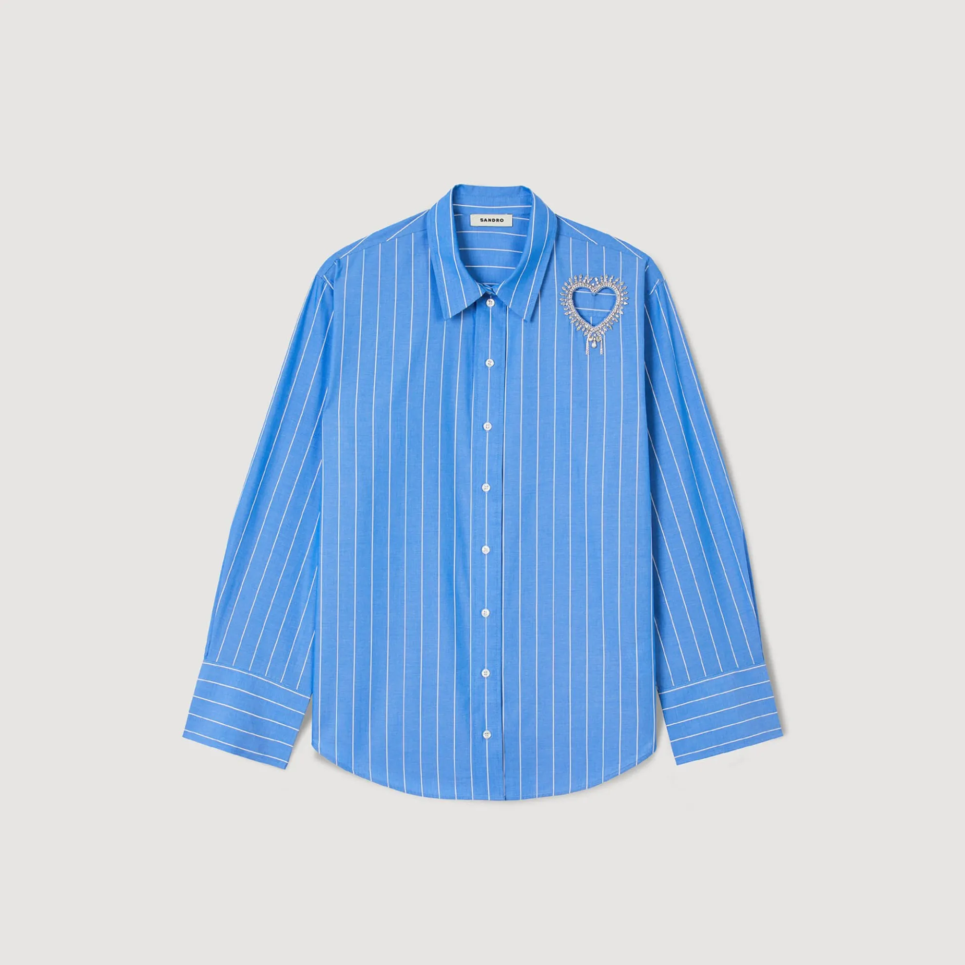 Overhemdblouse Gestreept Hart Met Stras