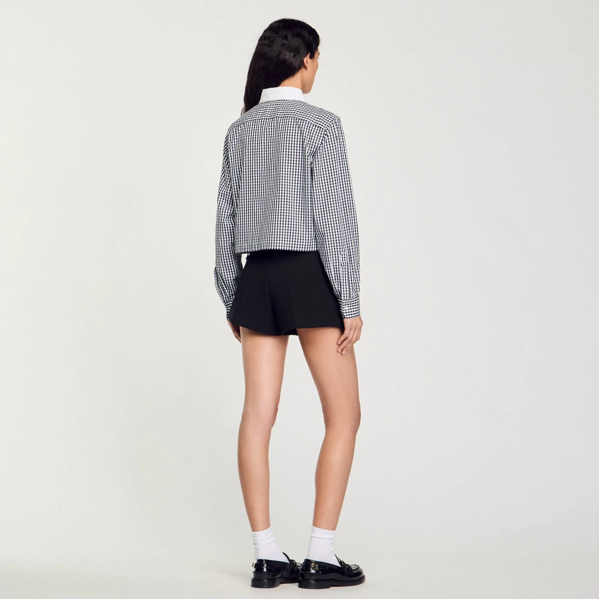 Overhemdblouse Kort Plastron Met Stras