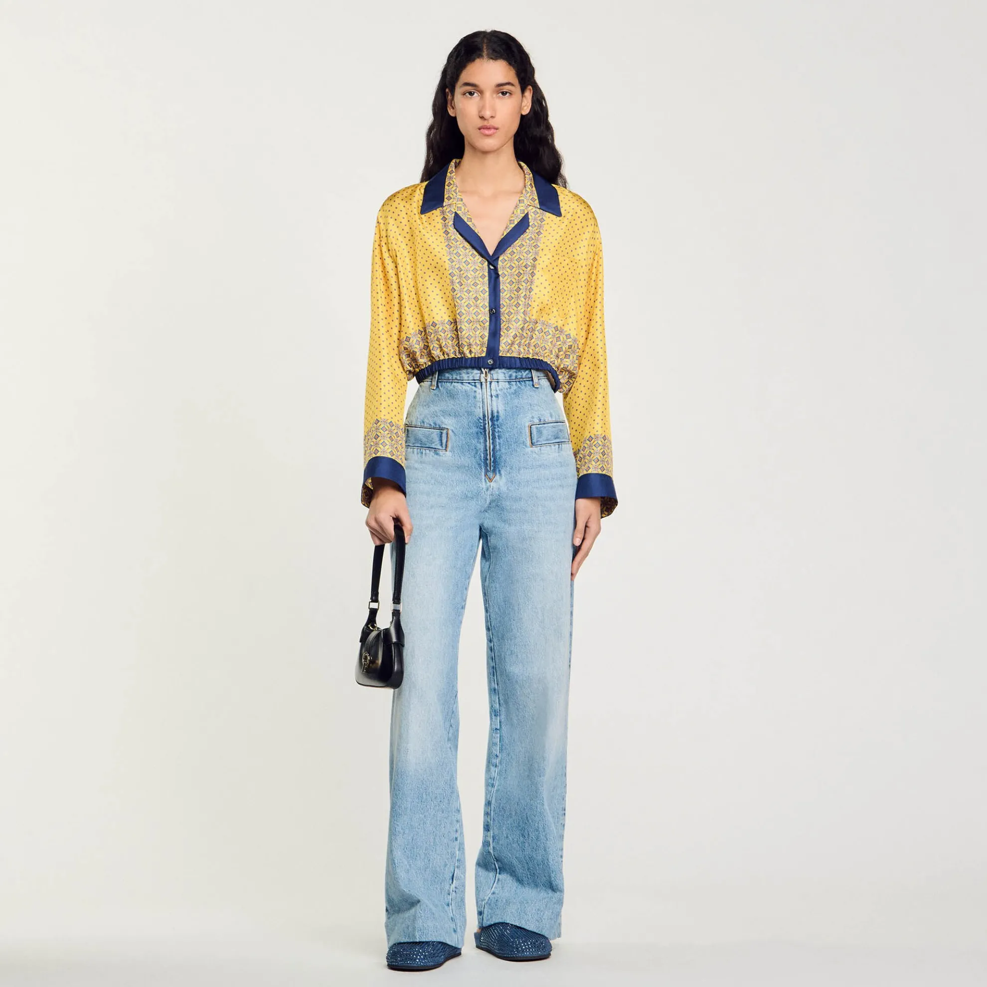 Overhemdblouse Kort Soepel Met Print