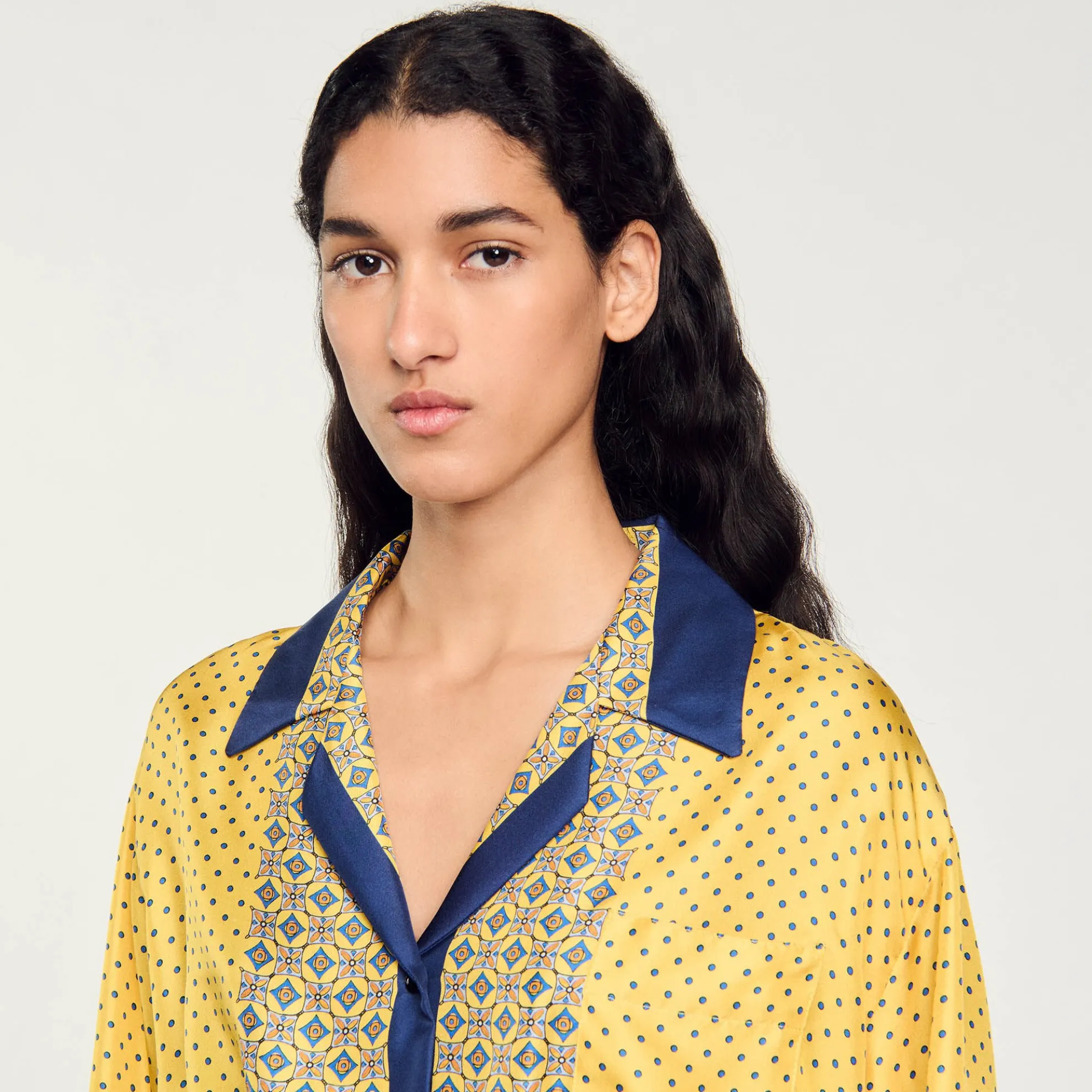 Overhemdblouse Kort Soepel Met Print