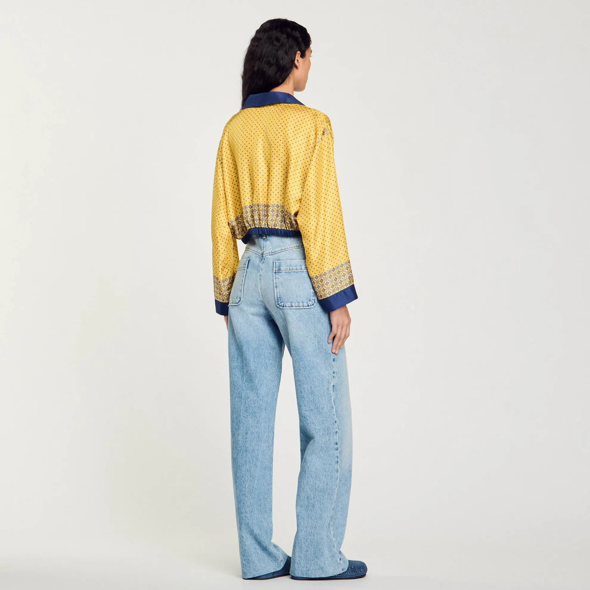 Overhemdblouse Kort Soepel Met Print