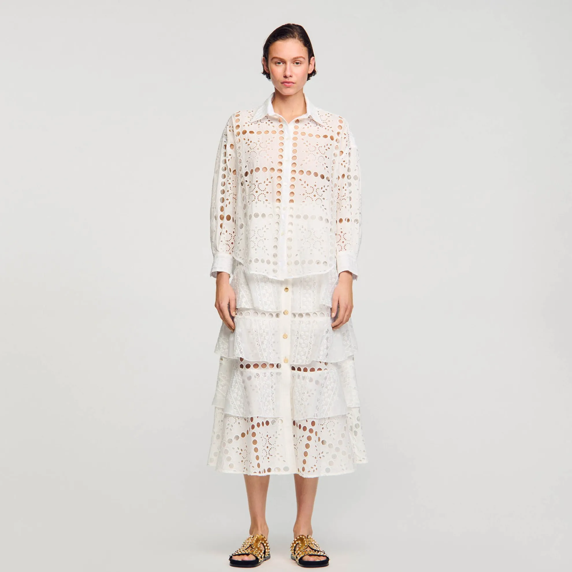 Overhemdblouse Met Engels Borduurwerk