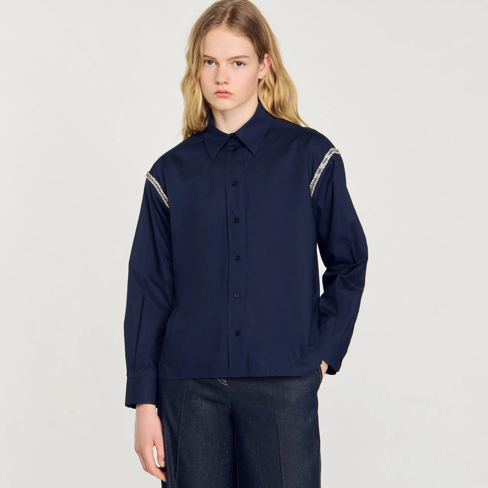 Overhemdblouse Met Stras