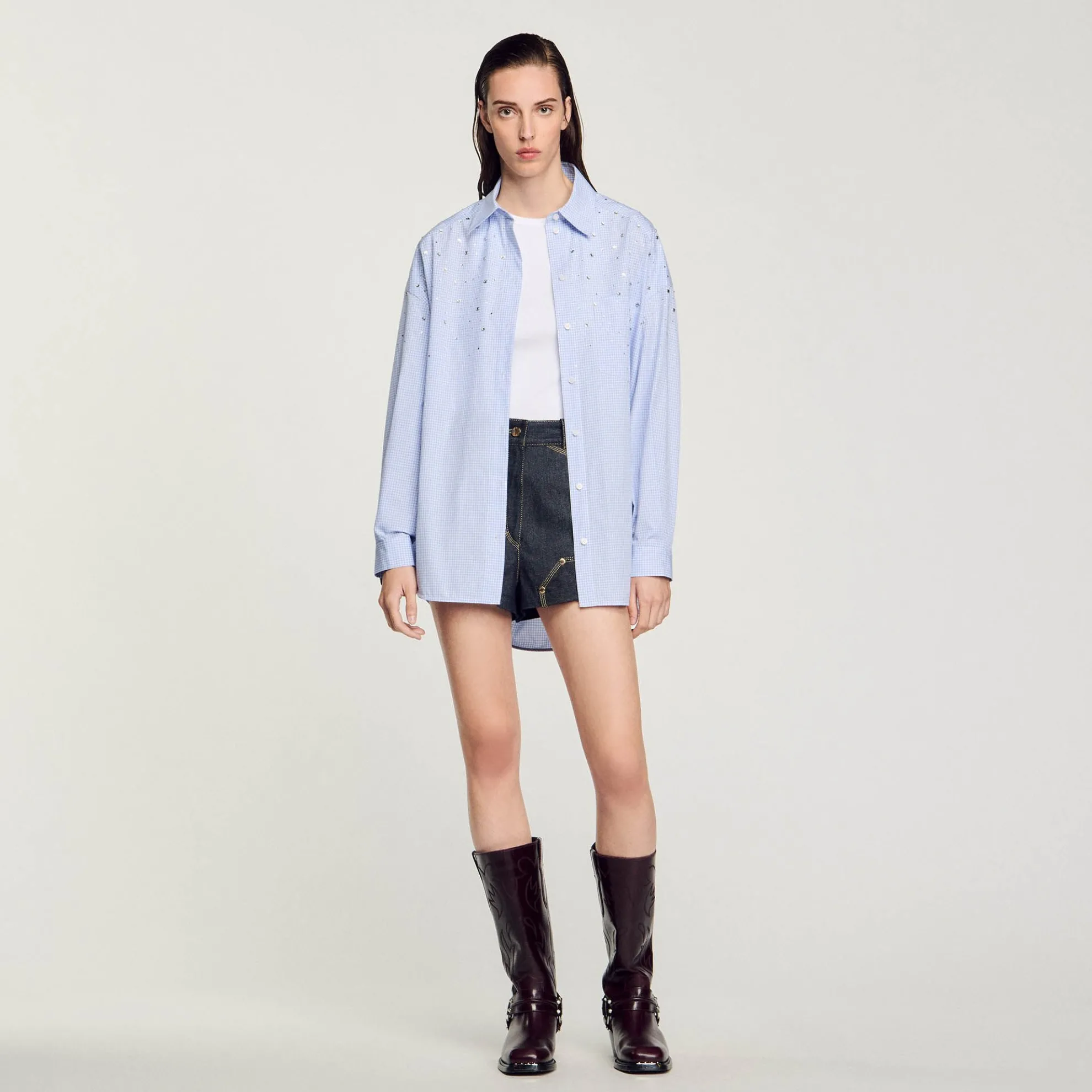 Overhemdblouse Ruit Met Studs