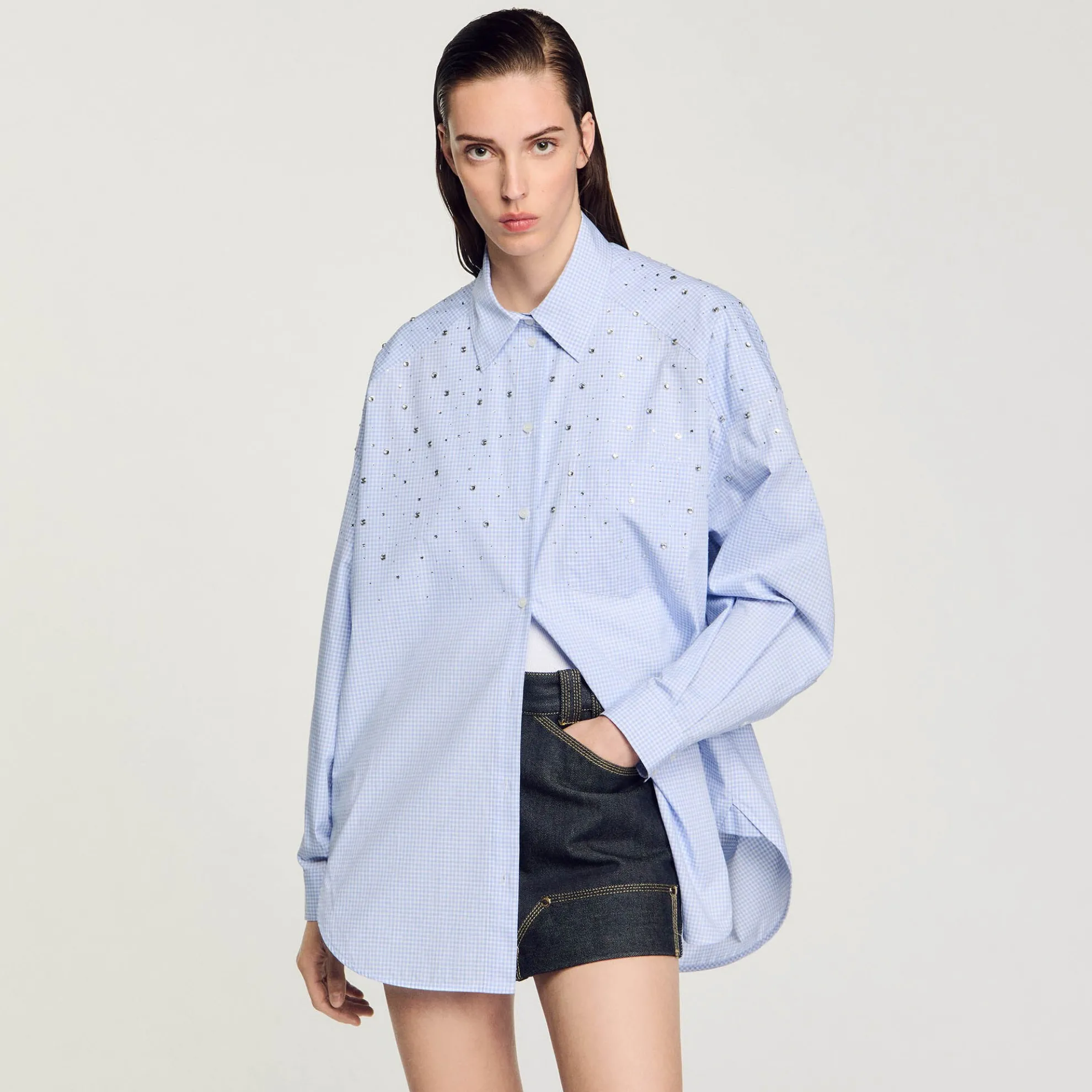 Overhemdblouse Ruit Met Studs