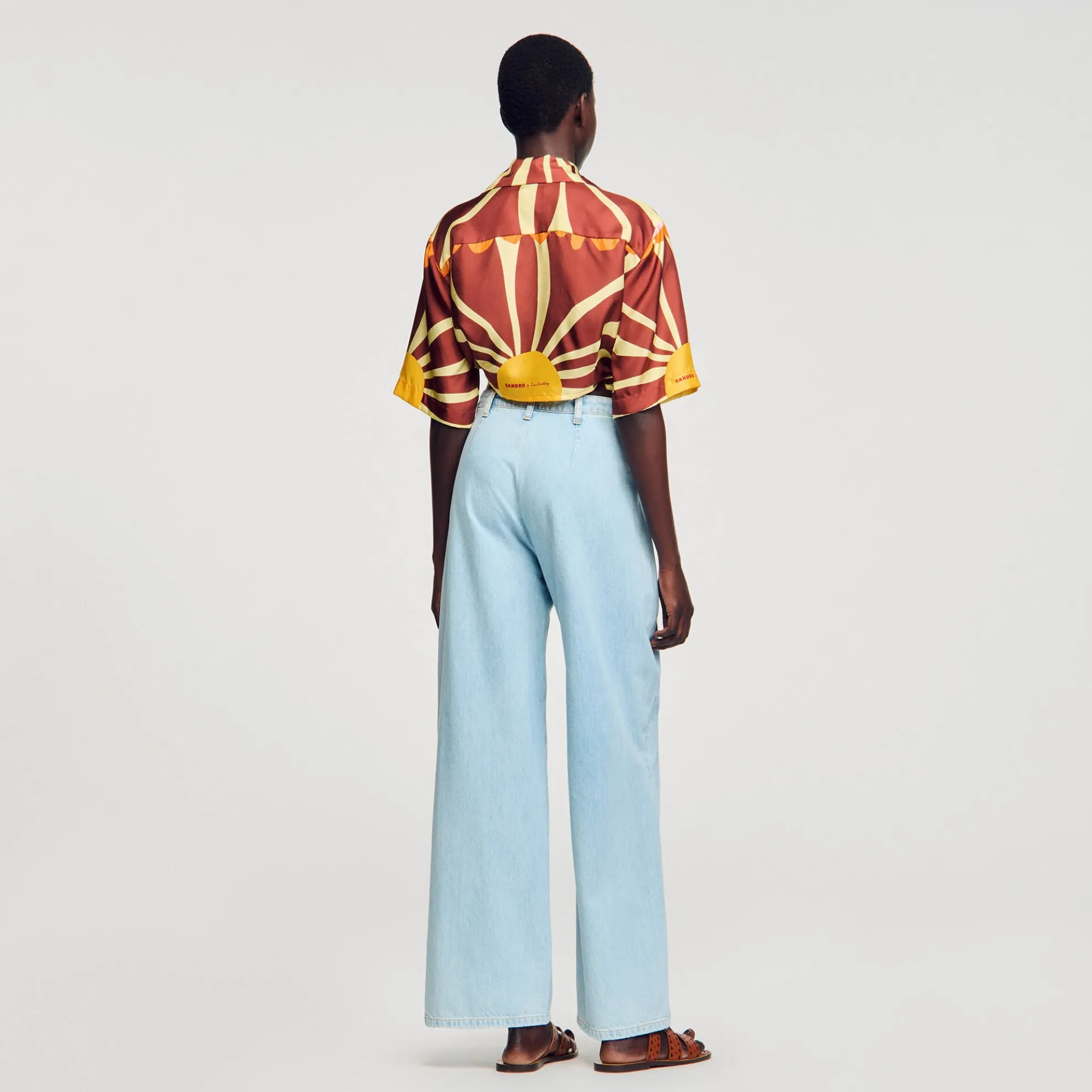 Overhemdblouse Sijde Kort Met Print