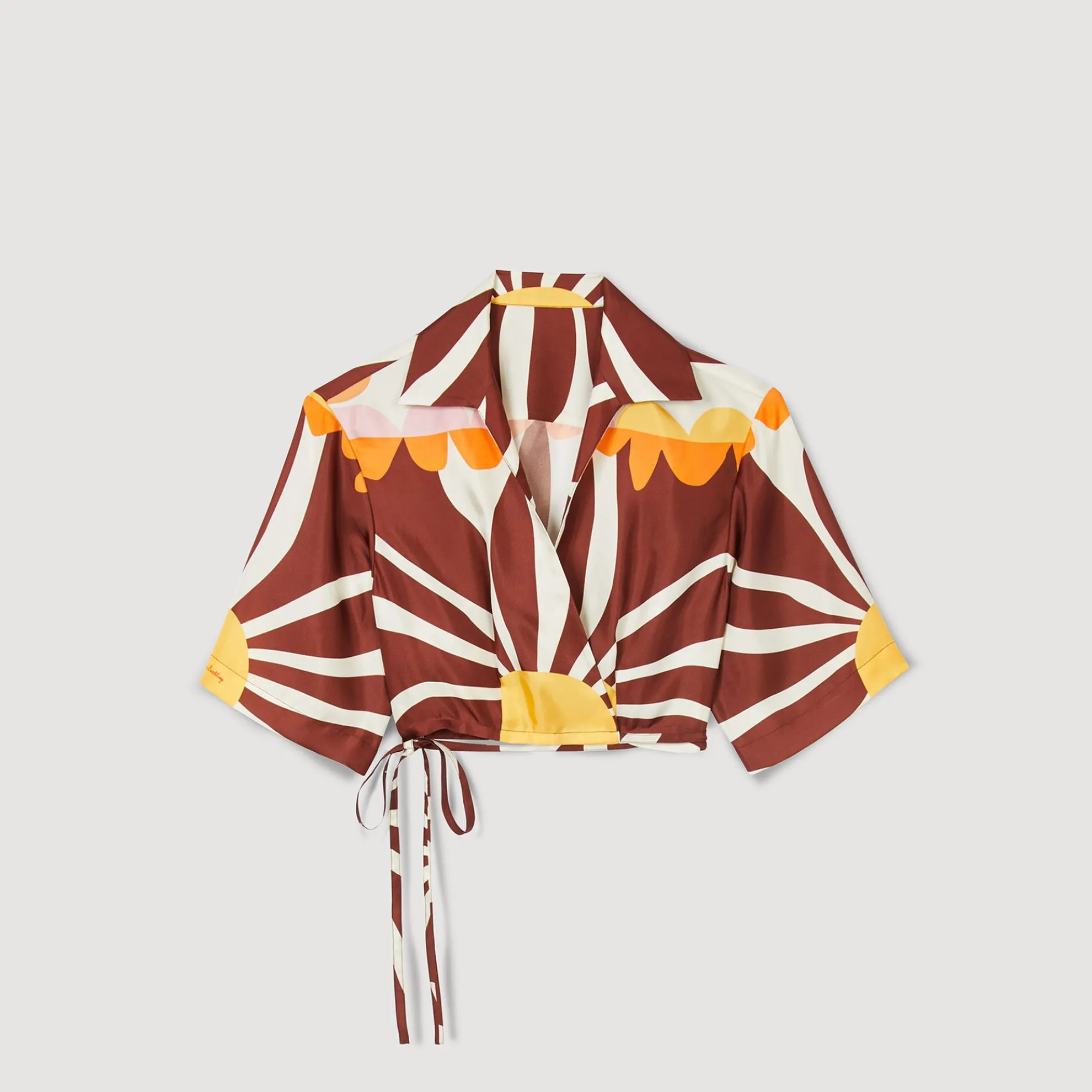 Overhemdblouse Sijde Kort Met Print