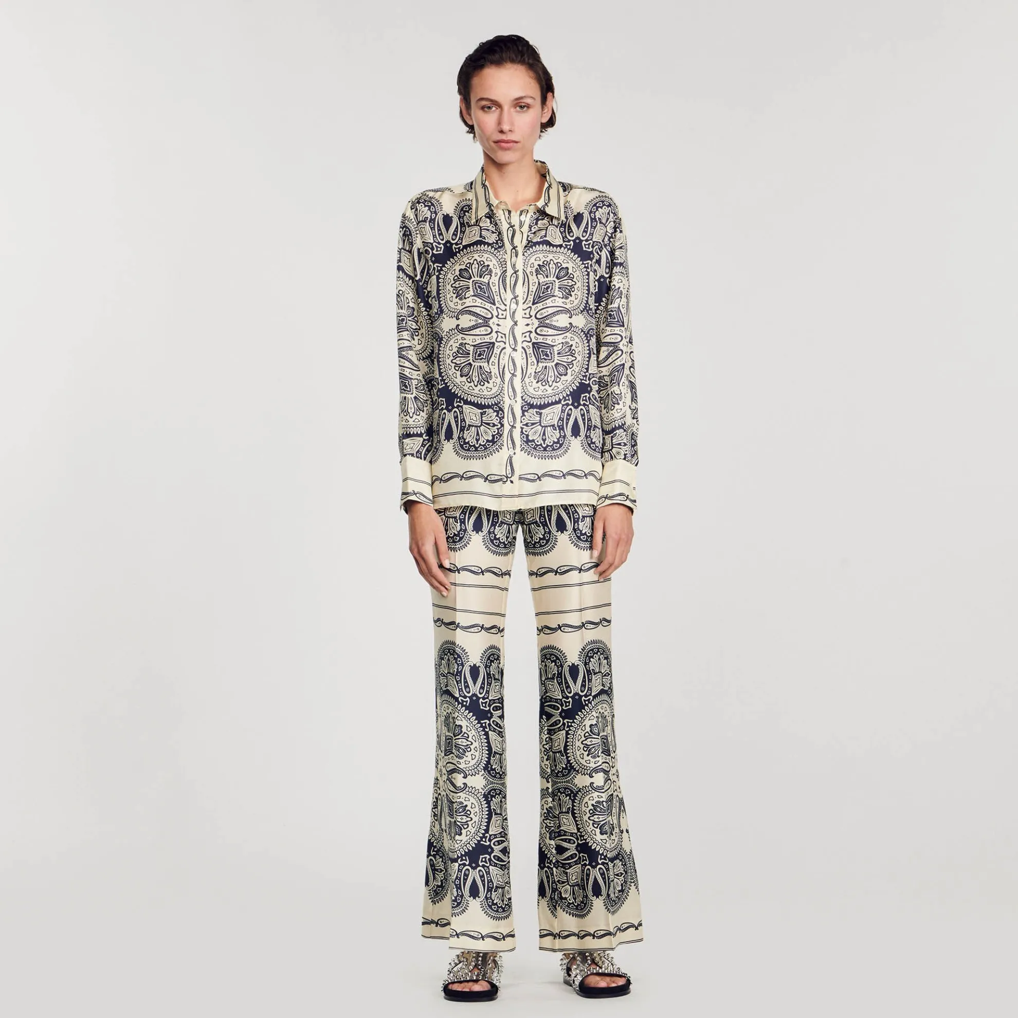 Overhemdblouse Zijde Print