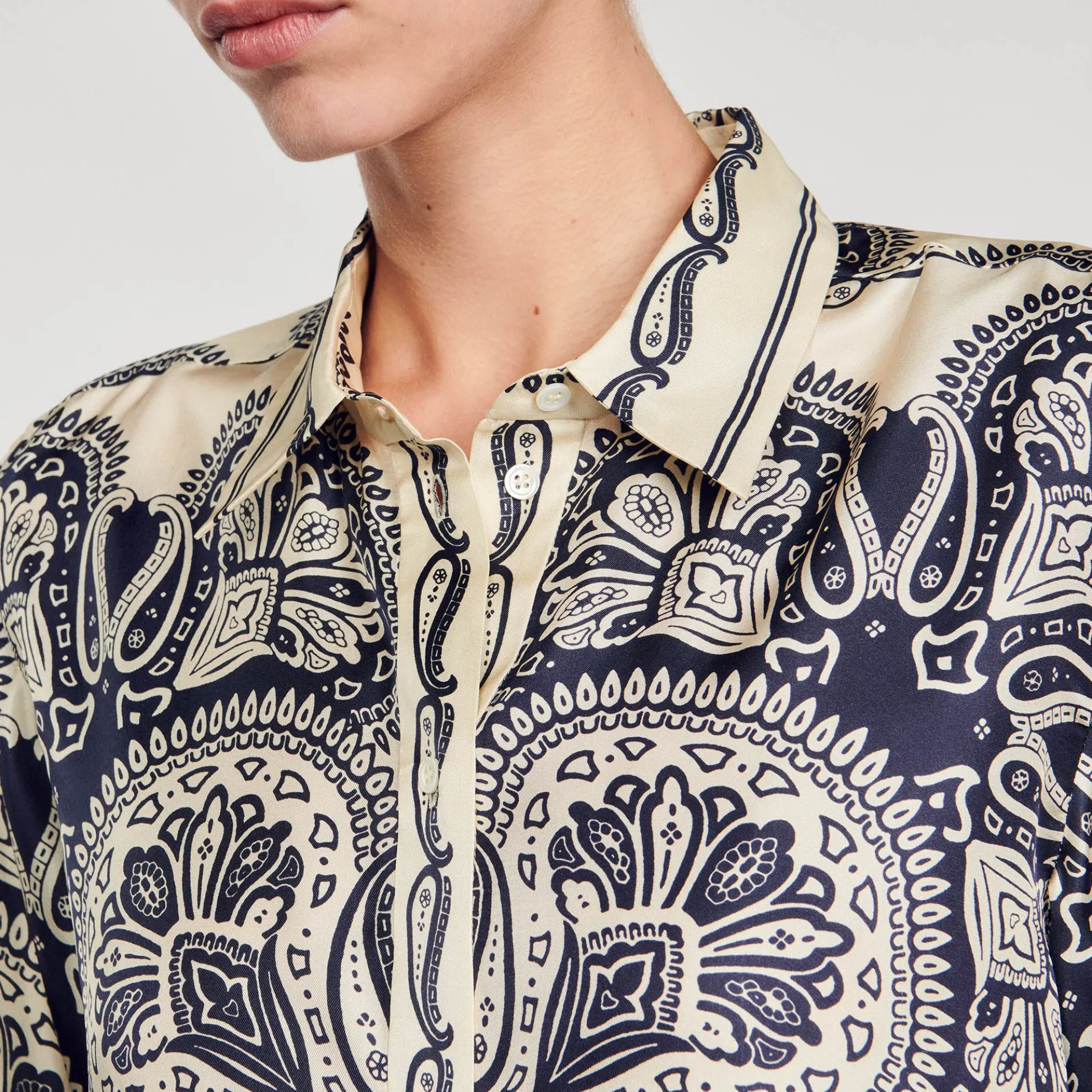 Overhemdblouse Zijde Print