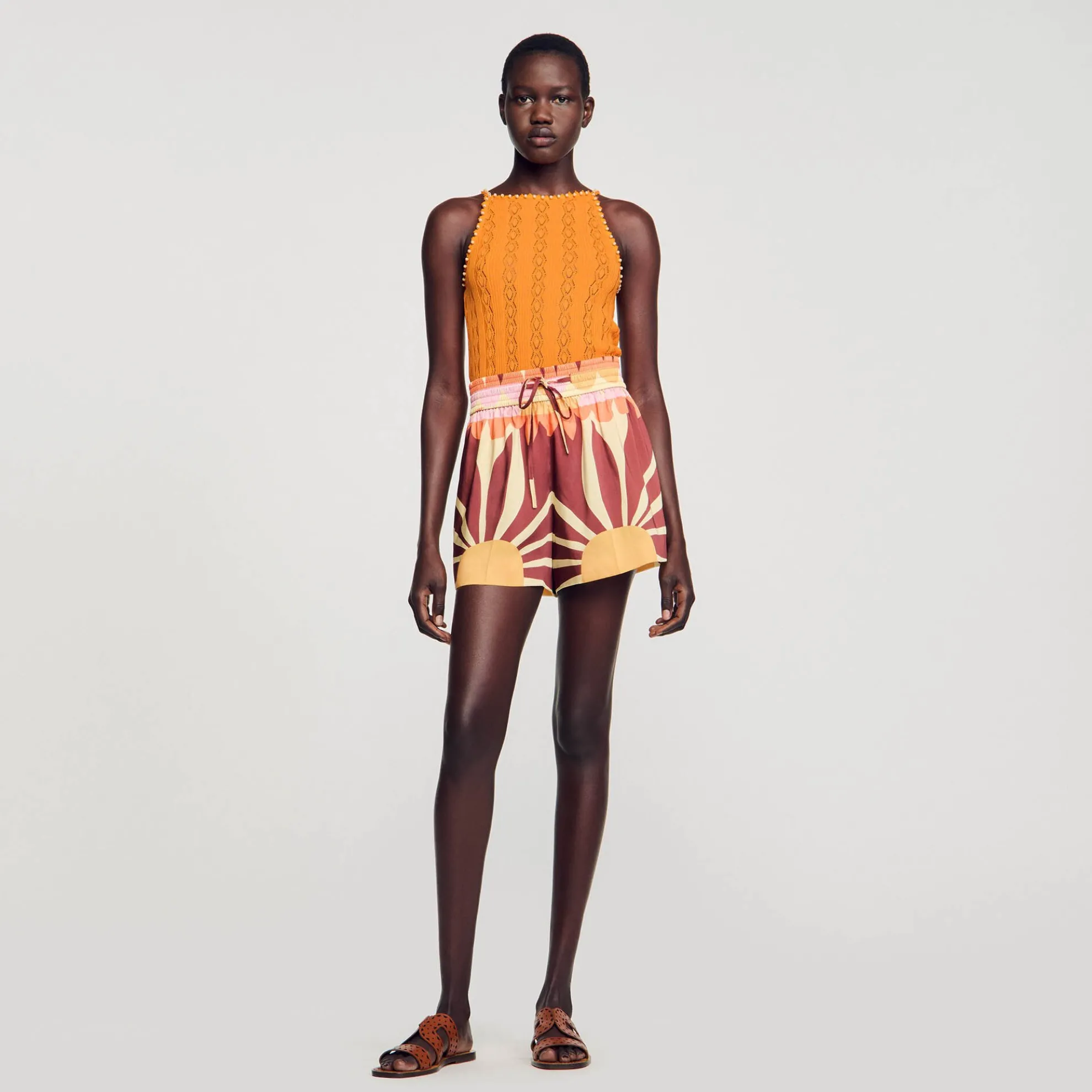 Satijnen Short Met Print