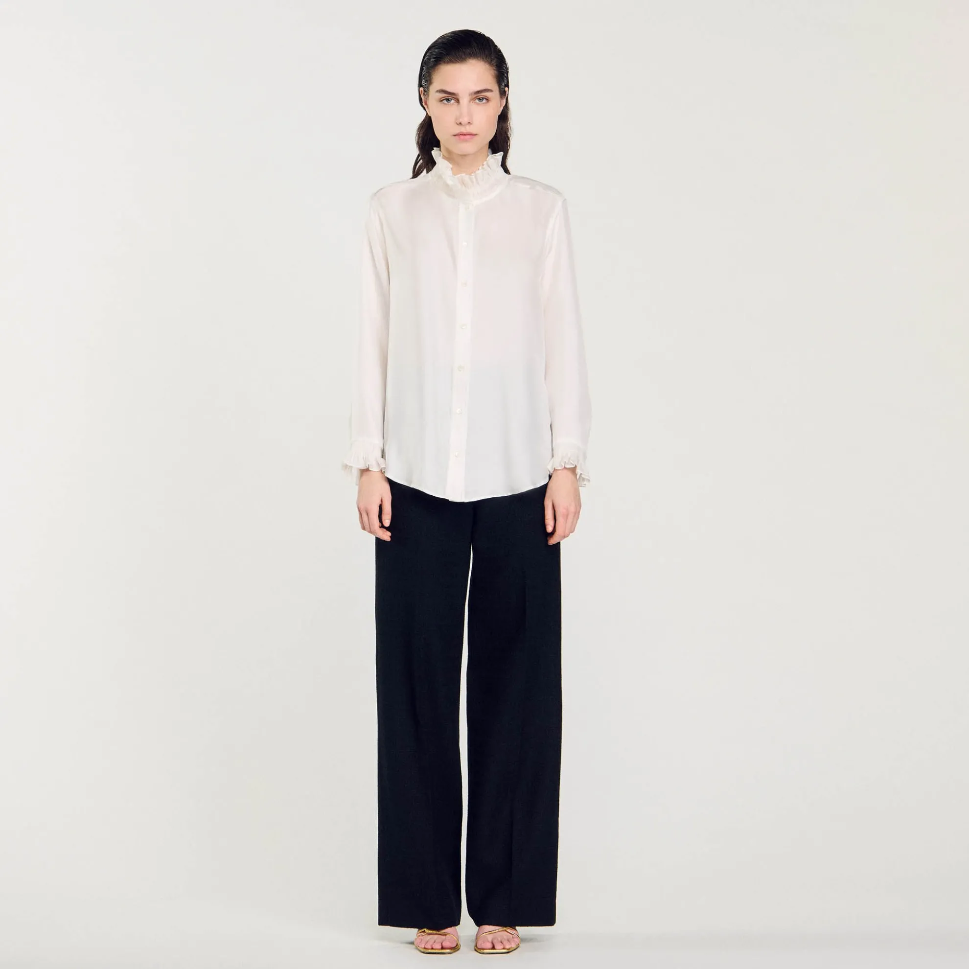 Soepelvallende Blouse Met Plooikraag