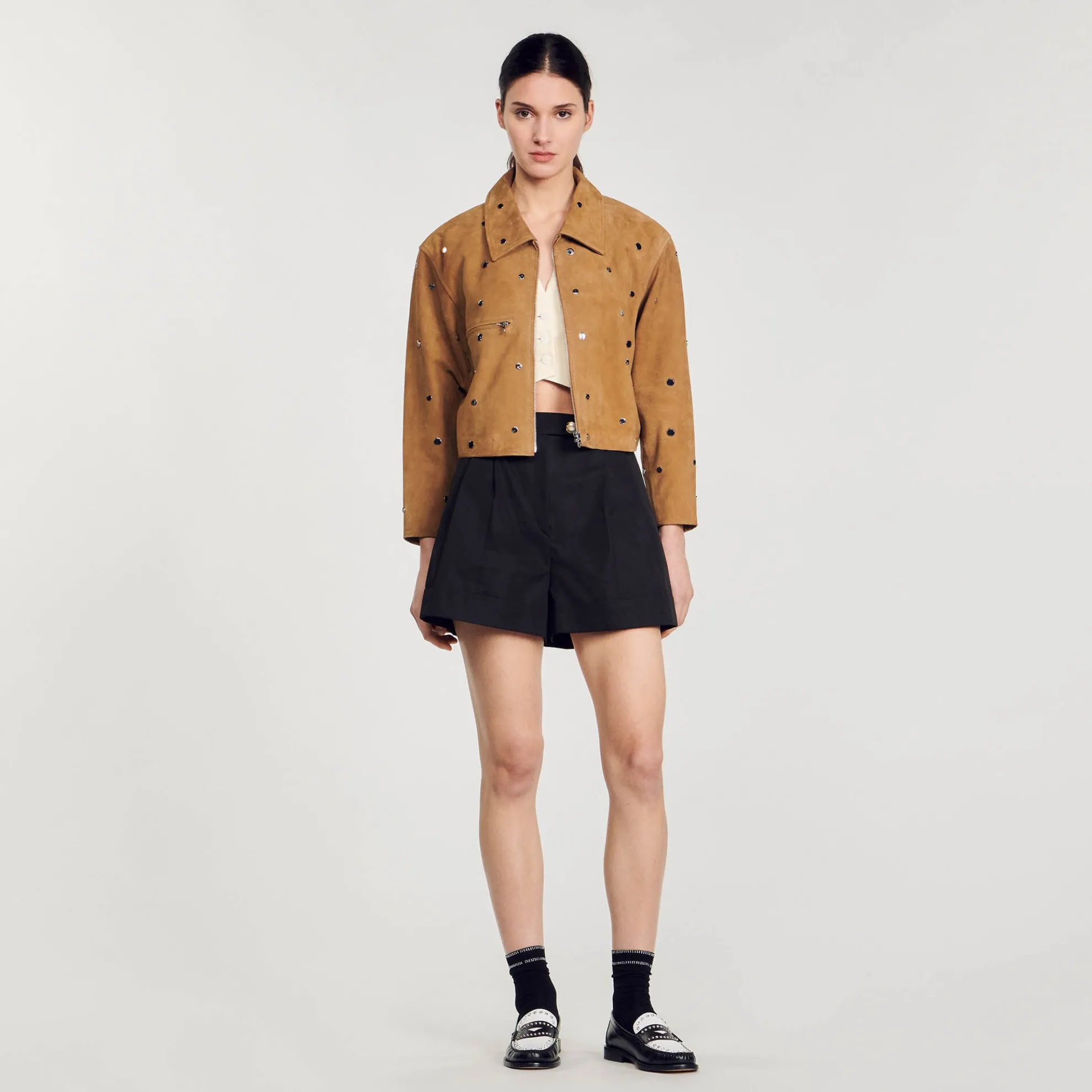 Suède Jas Versierd Met Studs