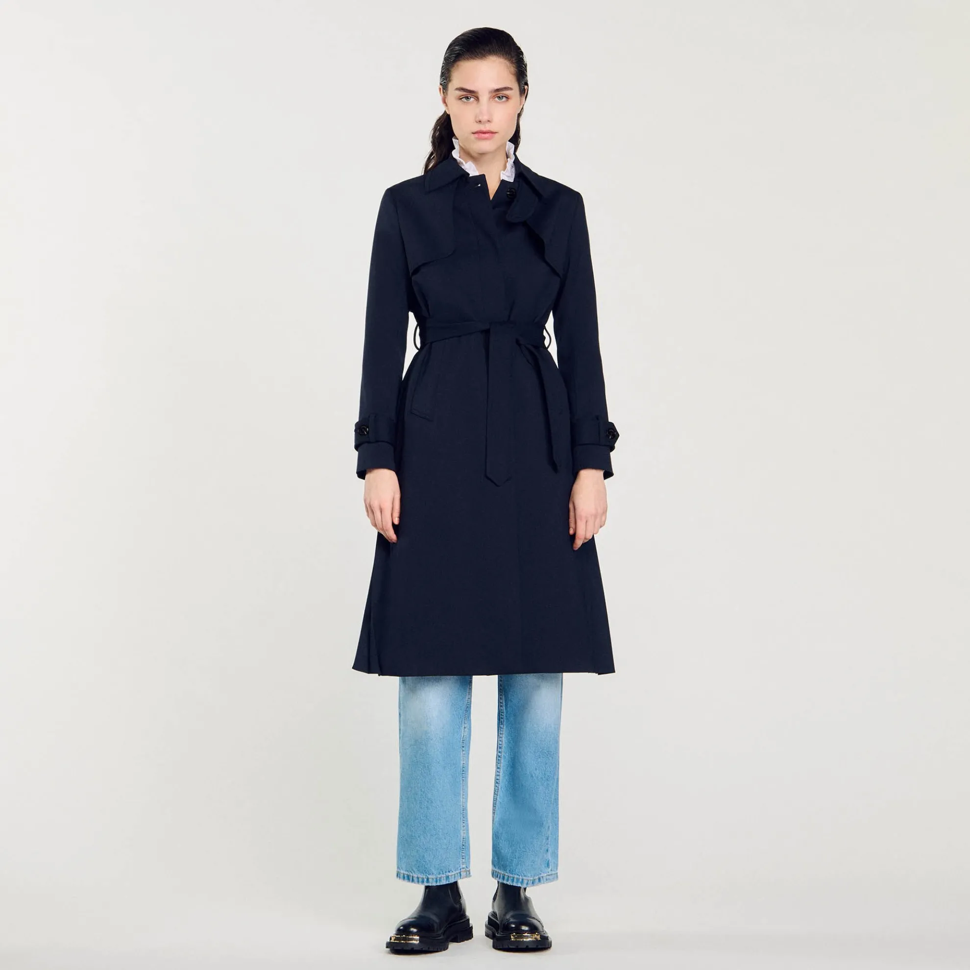 Trenchcoat Met Geplooid Inzetstuk