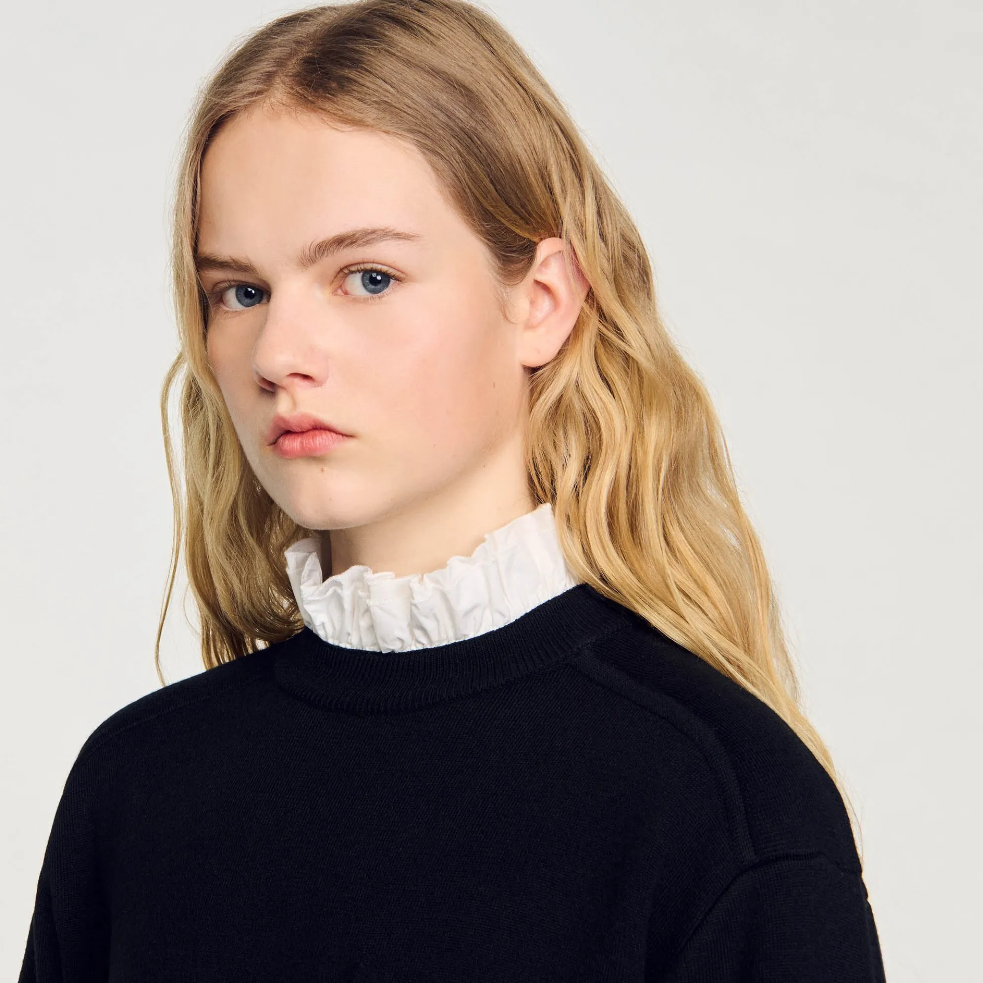 Tricot Trui Met Opstaande Kraag