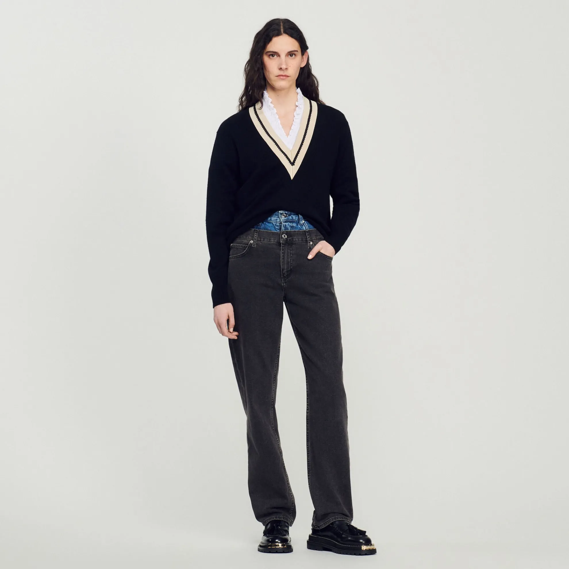 Trui Met Contrasterende V-hals