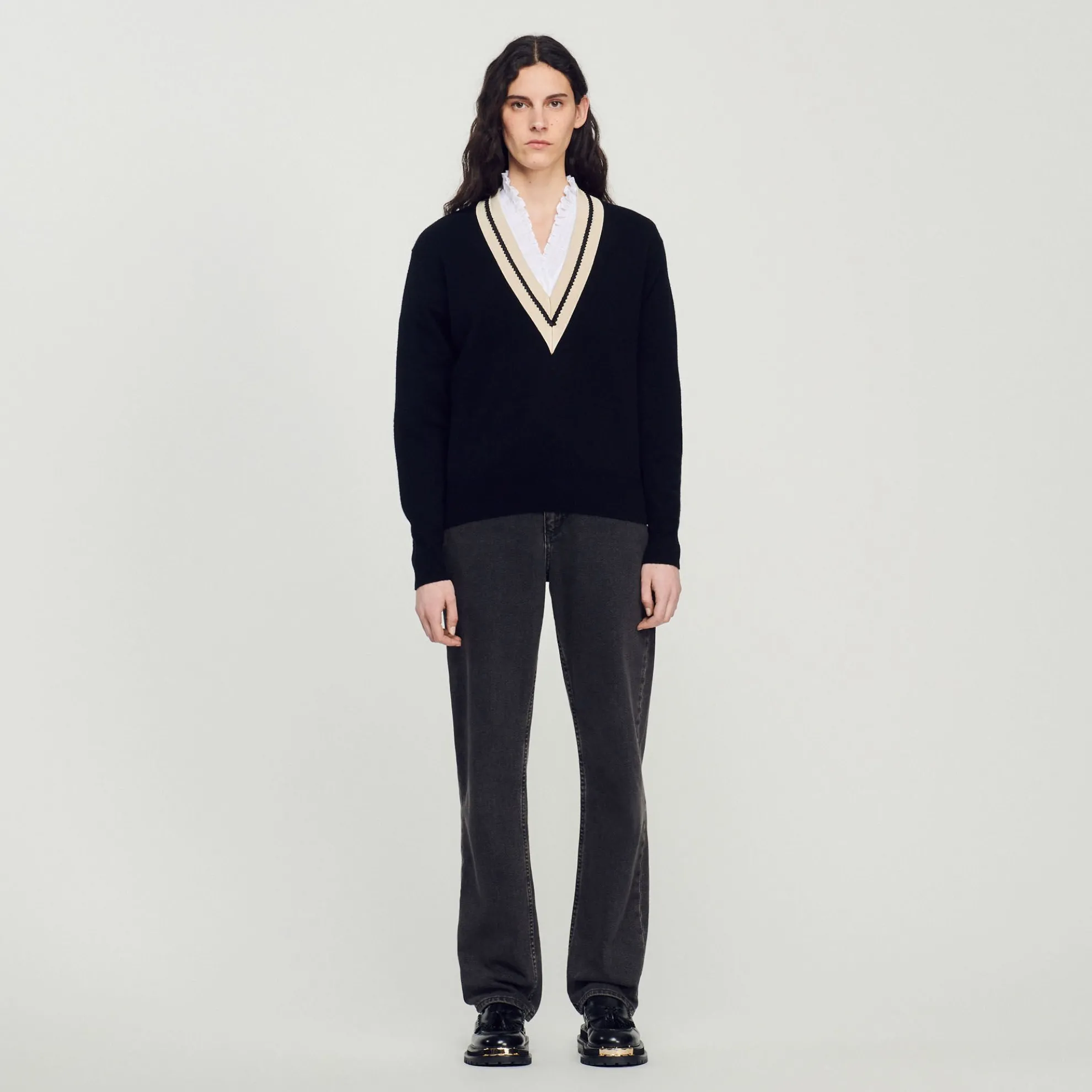 Trui Met Contrasterende V-hals