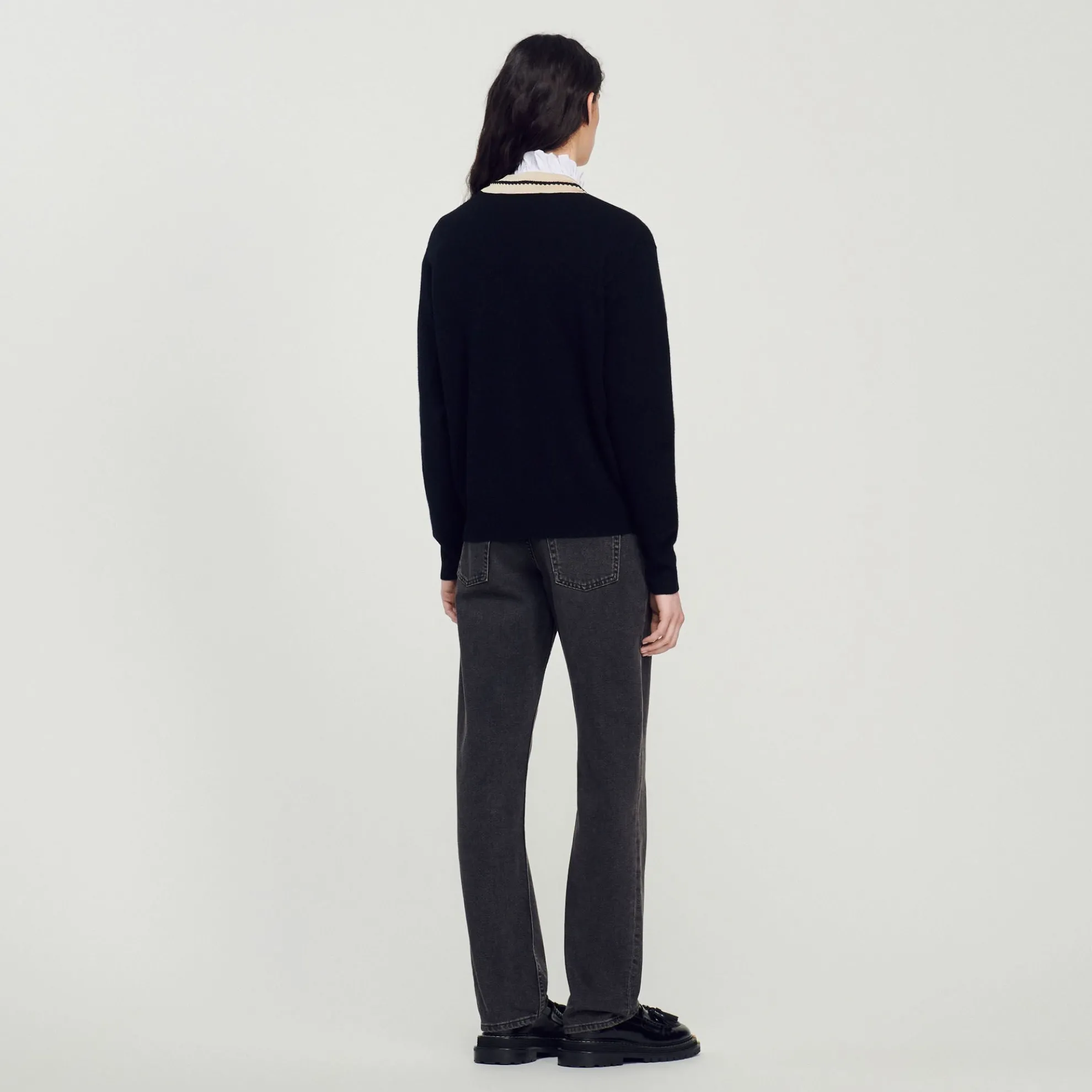 Trui Met Contrasterende V-hals