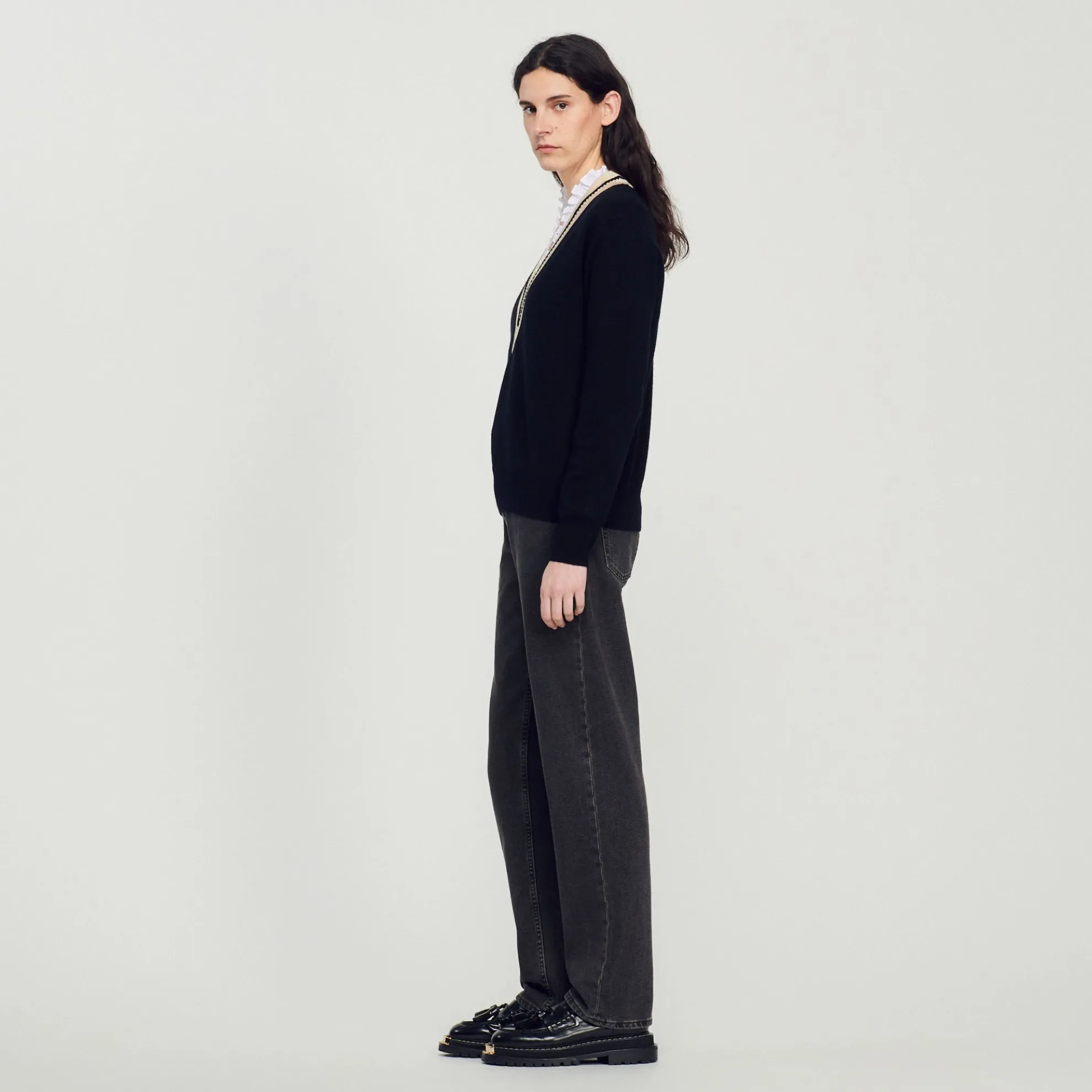 Trui Met Contrasterende V-hals