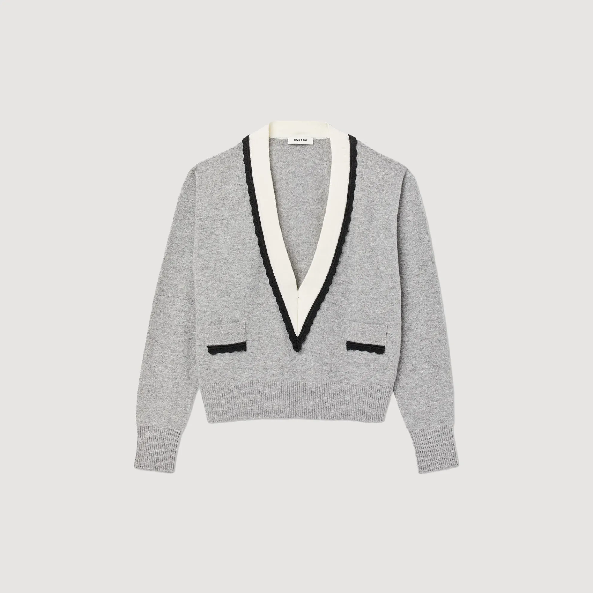 Trui Met Contrasterende Diepe V-hals