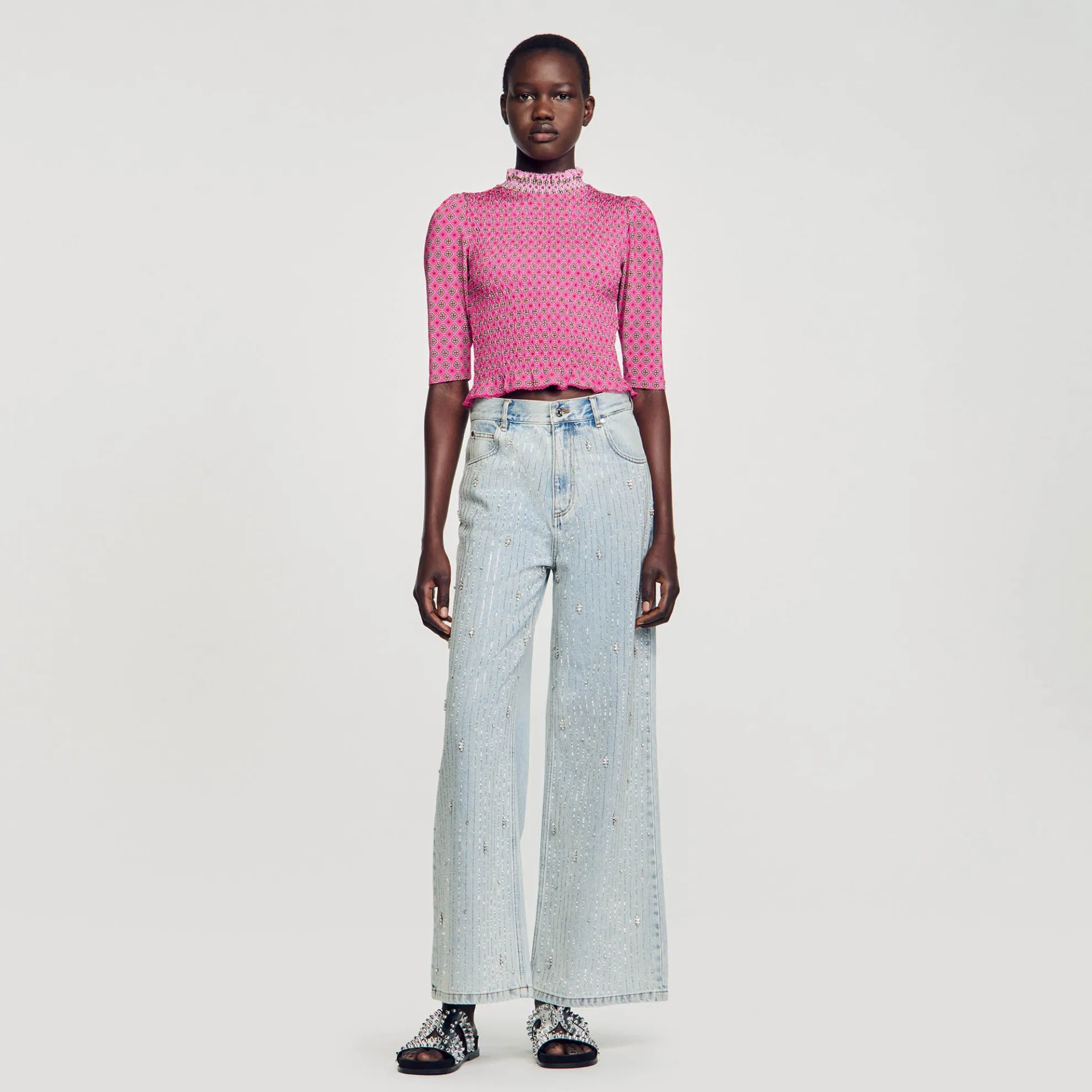 T-shirt Gesmokt Met Print