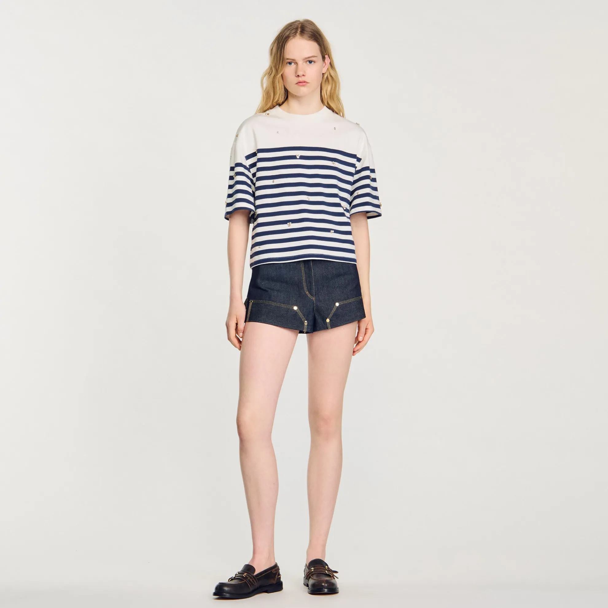 T-shirt Maritieme Stijl Met Stras