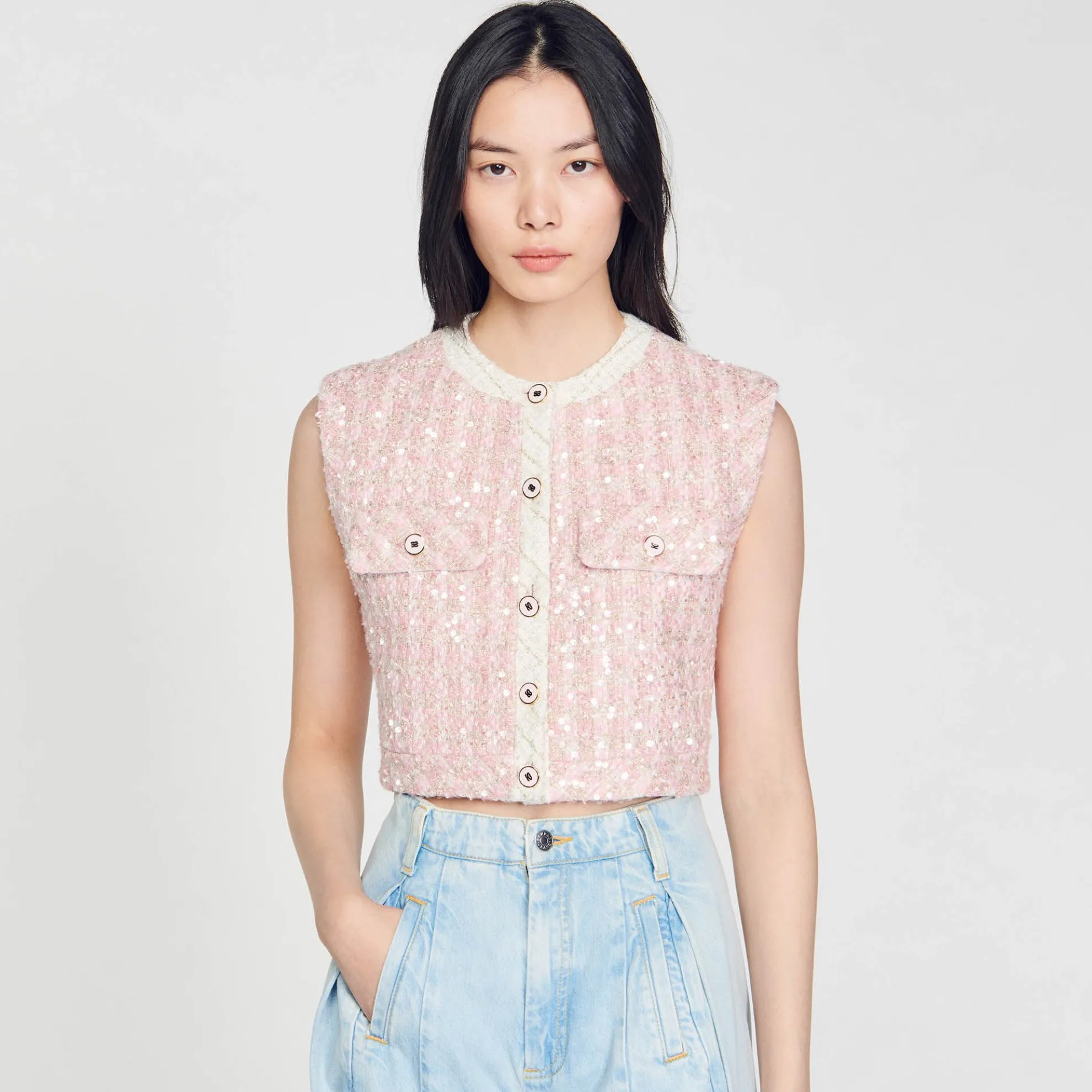 Tweed Jasje Zonder Mouwen