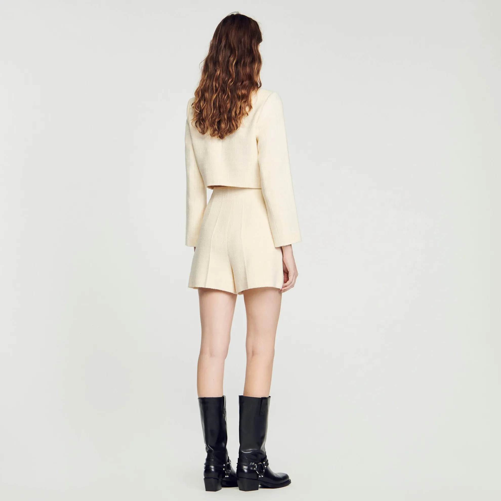 Tweed Short Met Hoge Taille