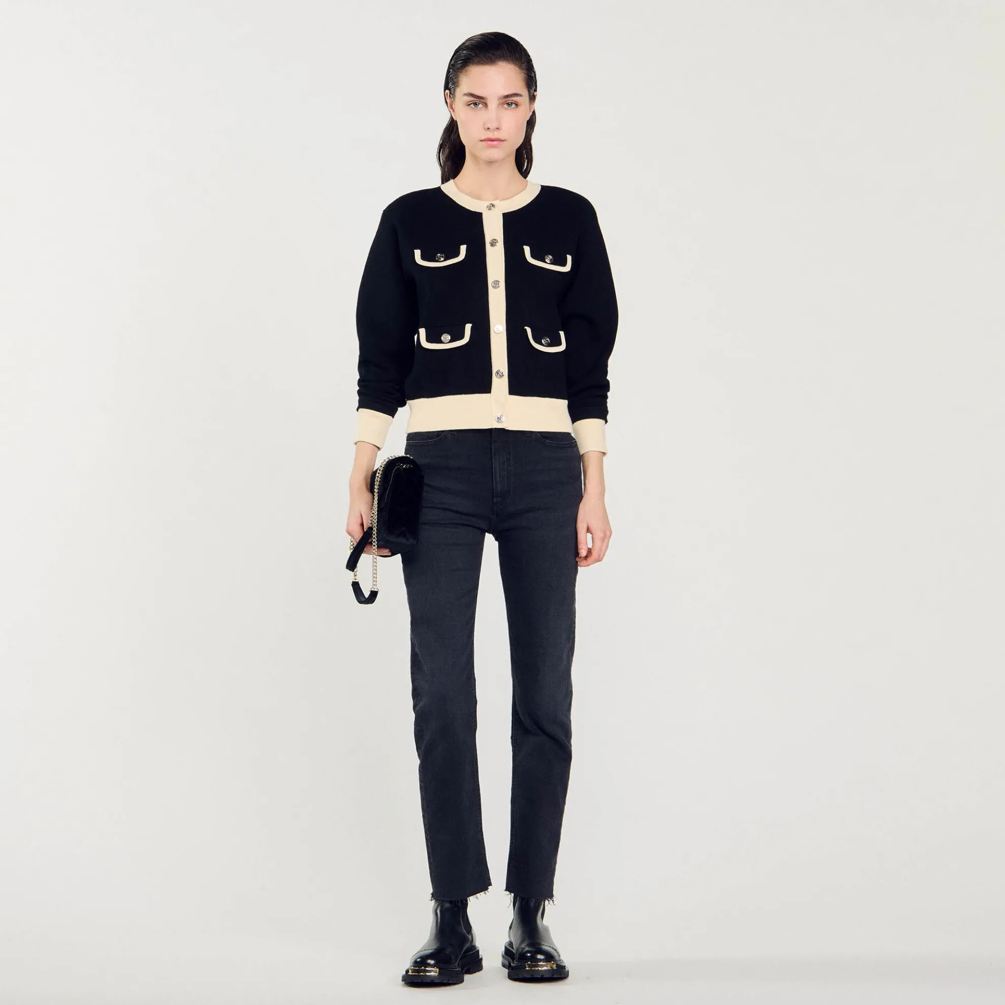 Tweekleurig Vest Met Knopen