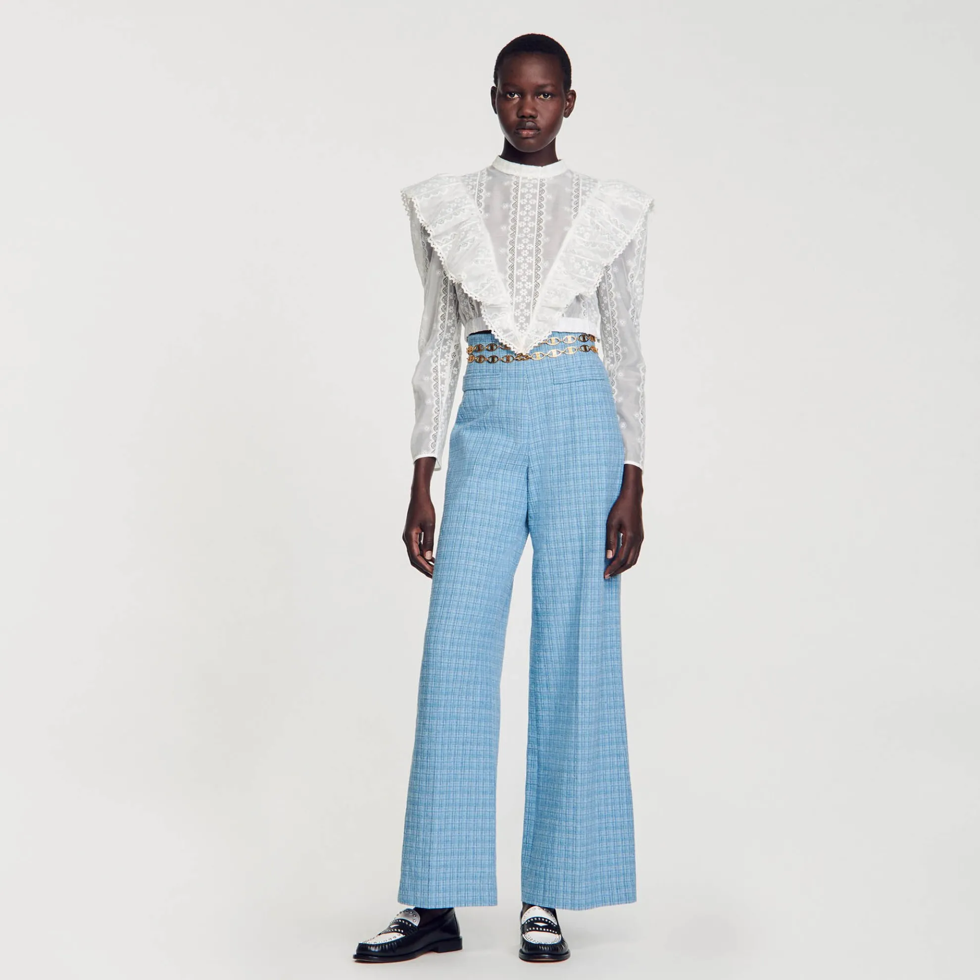 Wijdvallende Pantalon Van Tweed