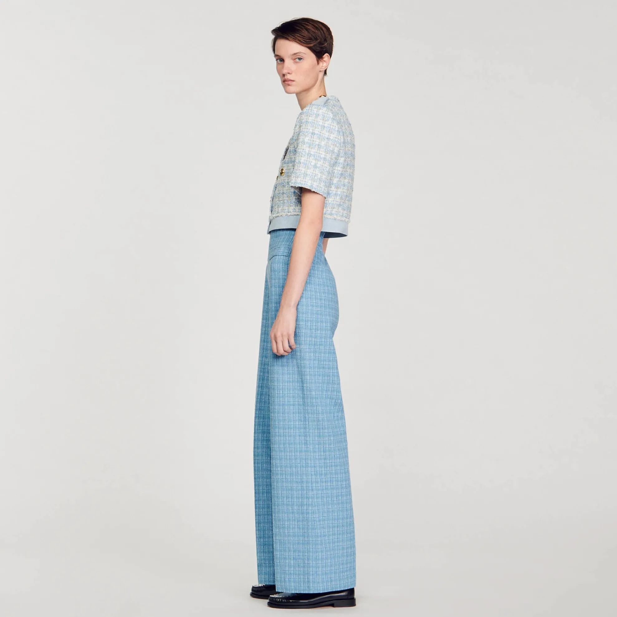 Wijdvallende Pantalon Van Tweed