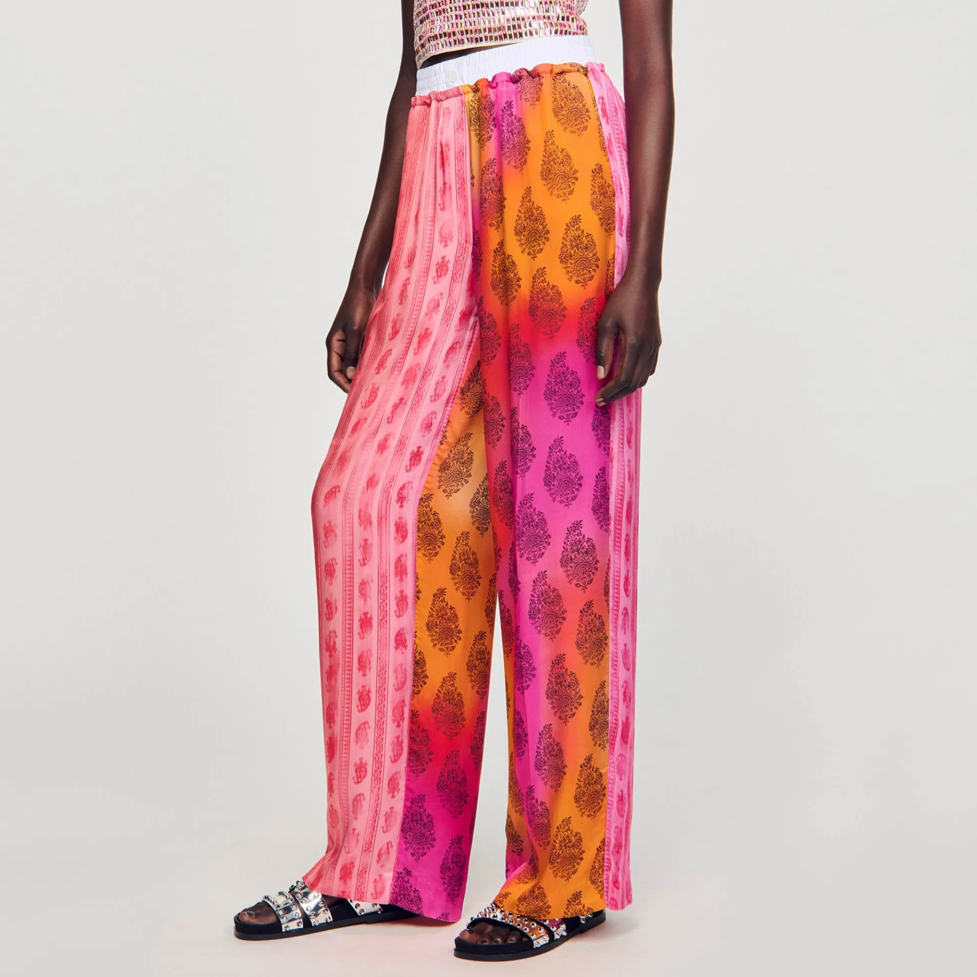 Wijdvallende Pantalon Met Print