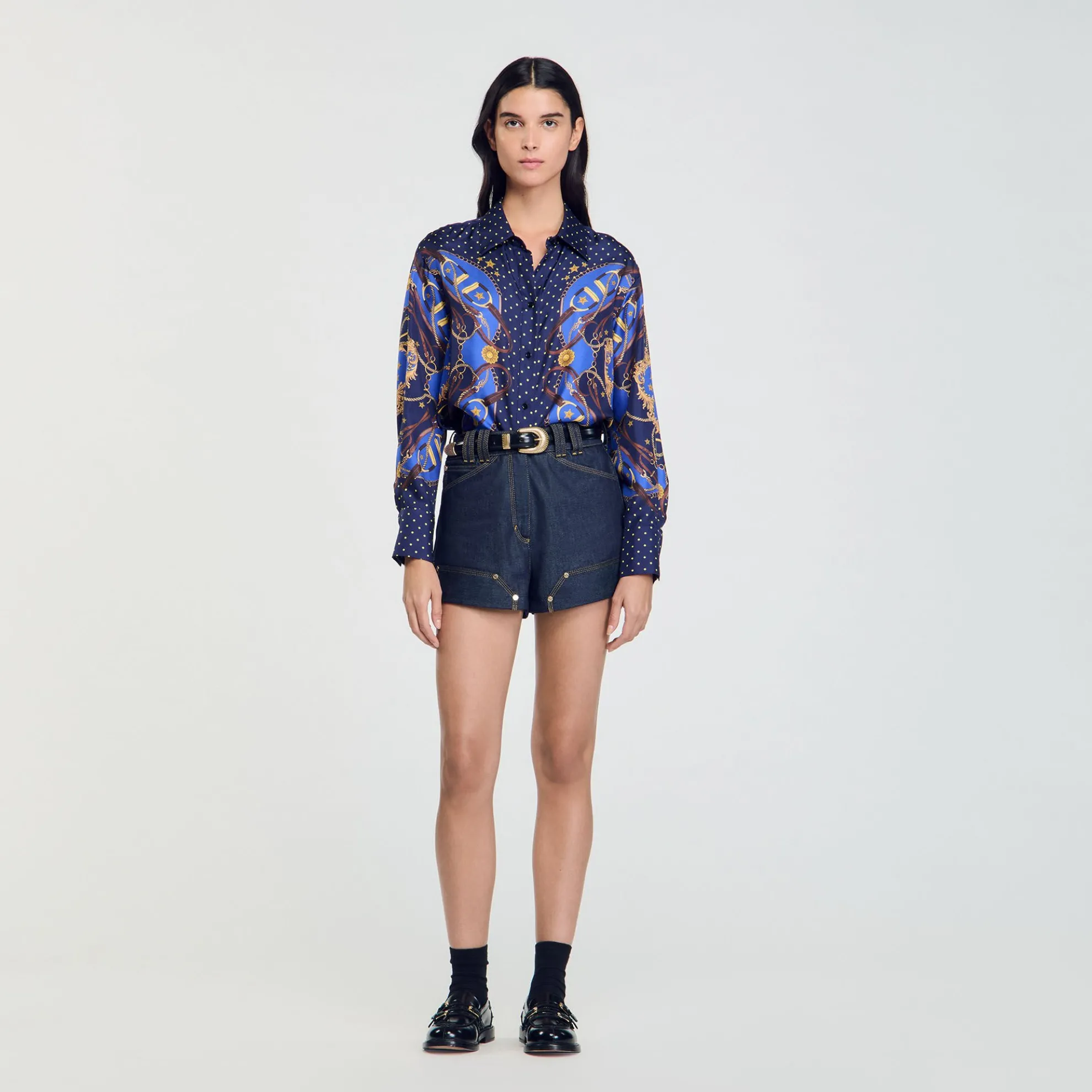 Zijden Blouse Met Print